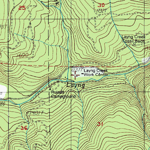 Topographic Map of Laying Creek Water Treatment Plant, OR