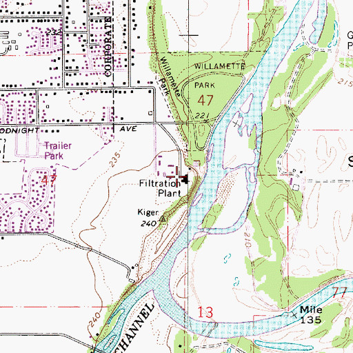 Topographic Map of Corvallis Water Treatment / Taylor Water Treatment Plant, OR