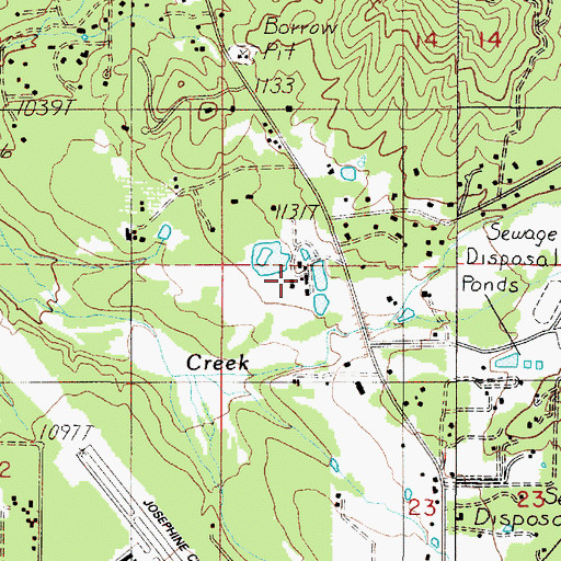 Topographic Map of Josephine County School District Sewage Treatment Plant, OR
