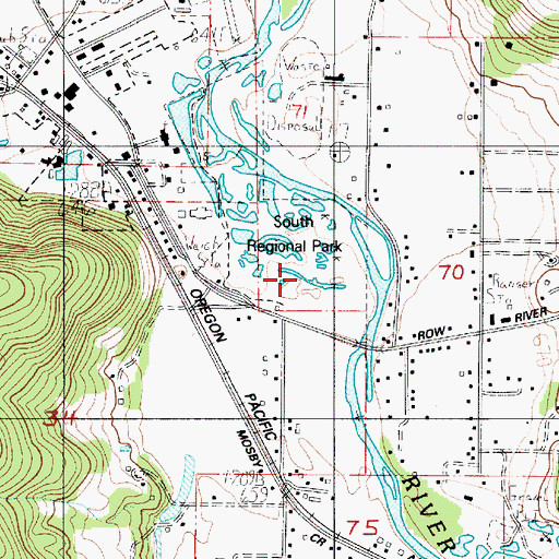 Topographic Map of Row River Treatment Plant, OR