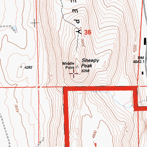 Topographic Map of Sheepy Peak, CA