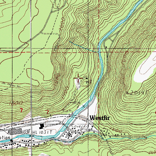 Topographic Map of Westfir Water Treatment, OR