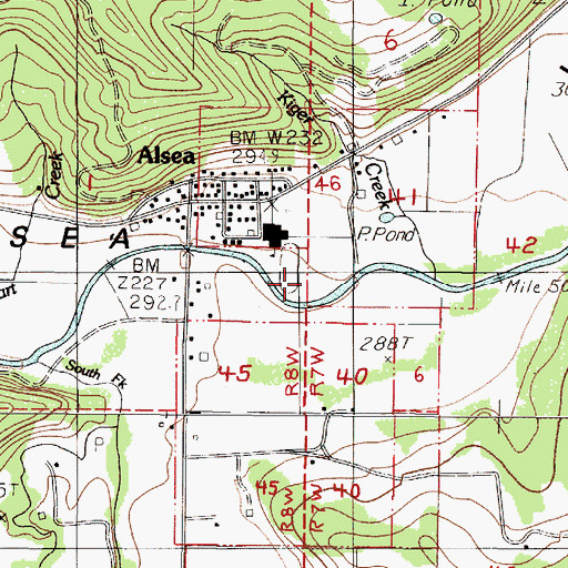 Topographic Map of Alsea County Service District, OR