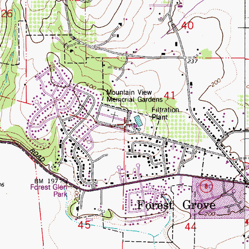 Topographic Map of Forest Grove Water Treatment Plant, OR