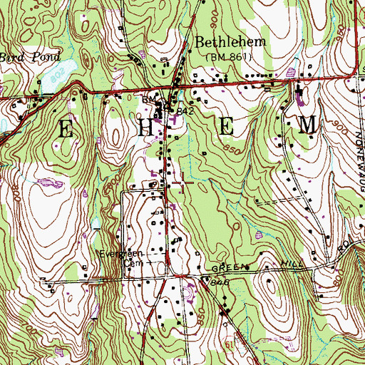 Topographic Map of Bethlehem Ambulance Association, CT