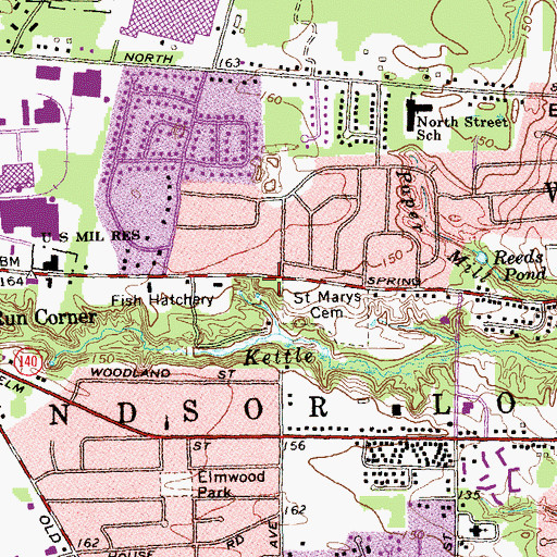 Topographic Map of Windsor Locks Lions Ambulance Corps, CT