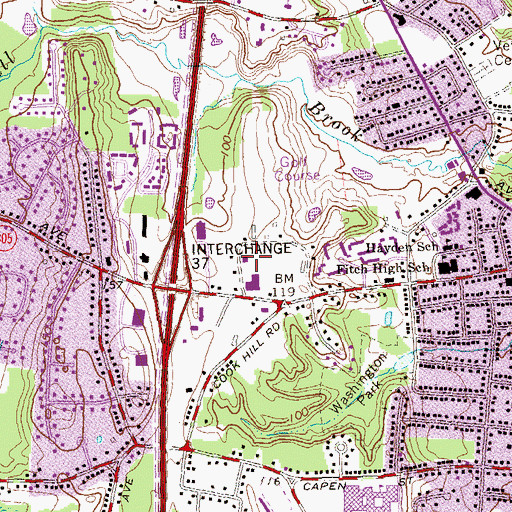 Topographic Map of Windsor Volunteer Ambulance, CT