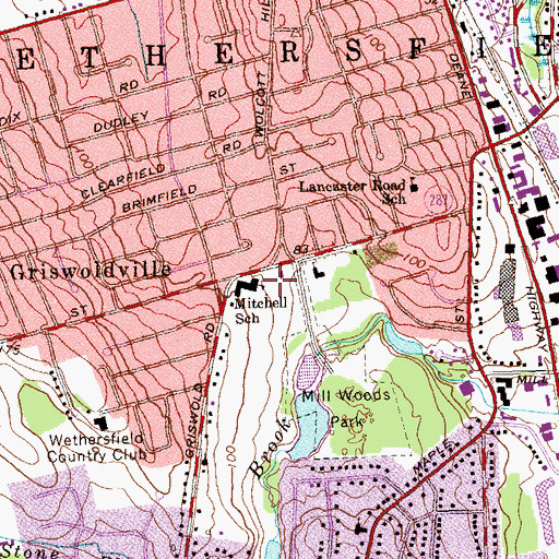 Topographic Map of Wethersfield Volunteer Ambulance Association, CT