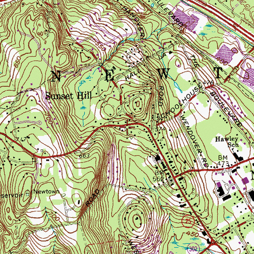Topographic Map of Newtown Volunteer Ambulance Corps, CT