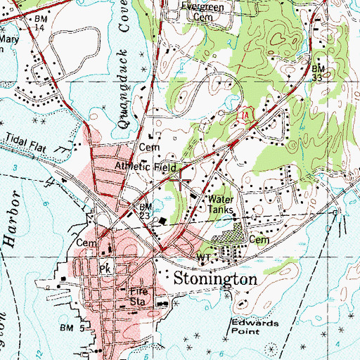 Topographic Map of Stonington Volunteer Ambulance Corporation, CT