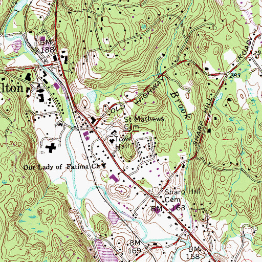 Topographic Map of Wilton Volunteer Ambulance Corps, CT