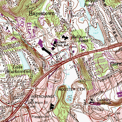 Topographic Map of Danbury Ambulance Service, CT