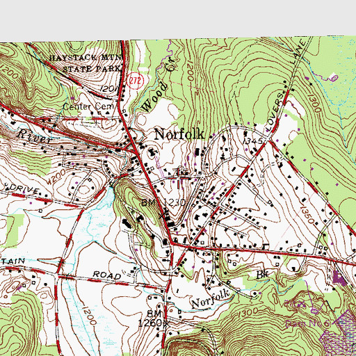 Topographic Map of Norfolk Lions Club Ambulance, CT