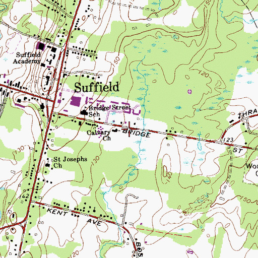Topographic Map of Suffield Volunteer Ambulance Association, CT