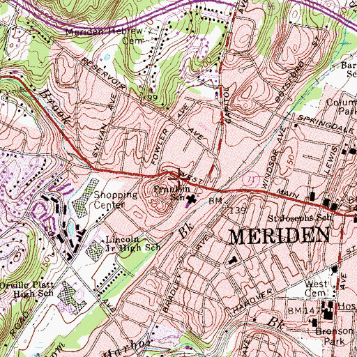 Topographic Map of Hunters Ambulance Service, CT