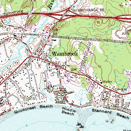 Topographic Map of Westbrook Emergency Medical Services, CT
