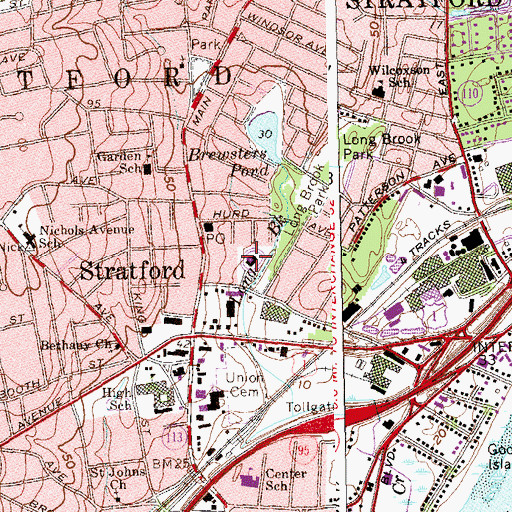 Topographic Map of Stratford Emergency Medical Services, CT