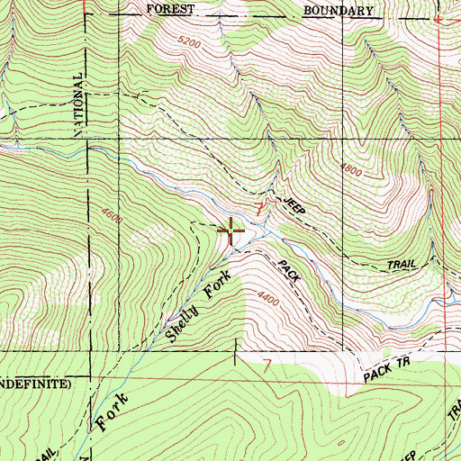 Topographic Map of Shelly Fork, CA