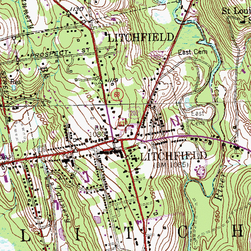 Topographic Map of Litchfield Volunteer Ambulance Association, CT
