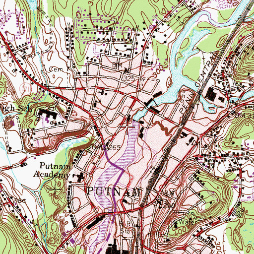 Topographic Map of Putnam Emergency Medical Services, CT