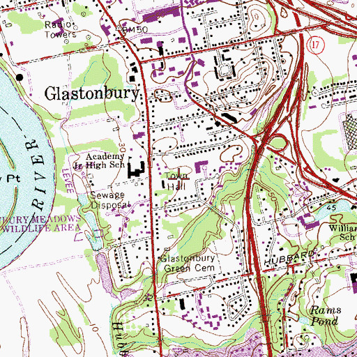 Topographic Map of Glastonbury Volunteer Ambulance Association, CT