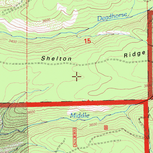 Topographic Map of Shelton Ridge, CA