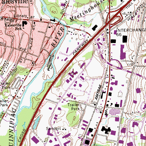 Topographic Map of Hunter's Ambulance Service Wallingford, CT