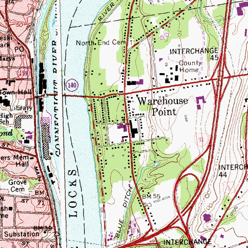 Topographic Map of East Windsor Ambulance Association, CT