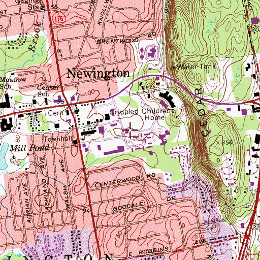 Topographic Map of Newington Volunteer Ambulance Corps, CT