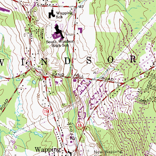 Topographic Map of South Windsor Ambulance Corps, CT