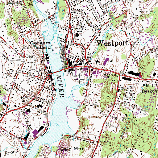 Topographic Map of Westport Emergency Medical Services, CT