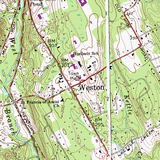 Topographic Map of Weston Volunteer Emergency Medical Services, CT