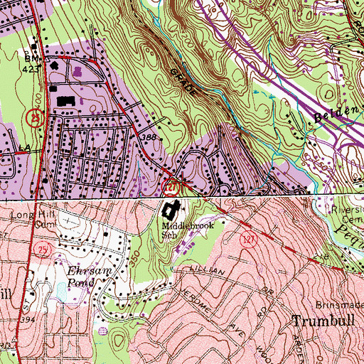 Topographic Map of Trumbull Emergency Medical Services, CT