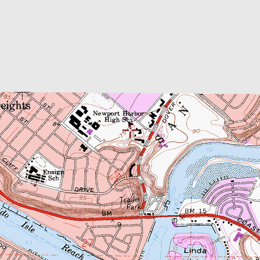 Topographic Map of Newport Bay Hospital, CA