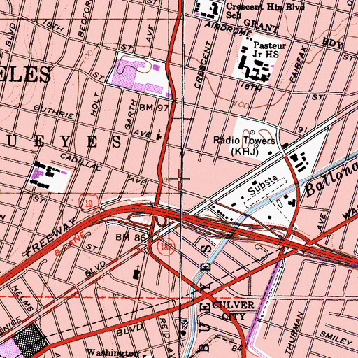 Topographic Map of Kaiser Permanente Hospital West Los Angeles Medical Center, CA