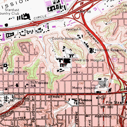 Topographic Map of University of California San Diego Medical Center, CA
