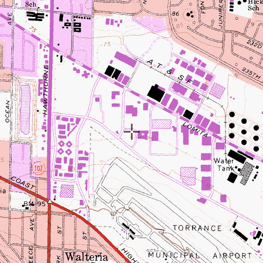Topographic Map of Del Amo Hospital, CA