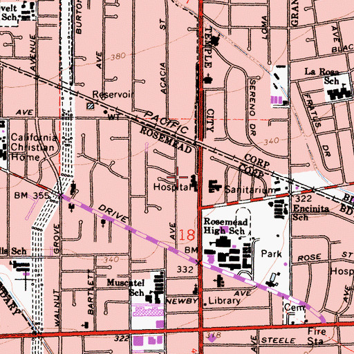 Topographic Map of Behavioral Health Care Alhambra Hospital, CA
