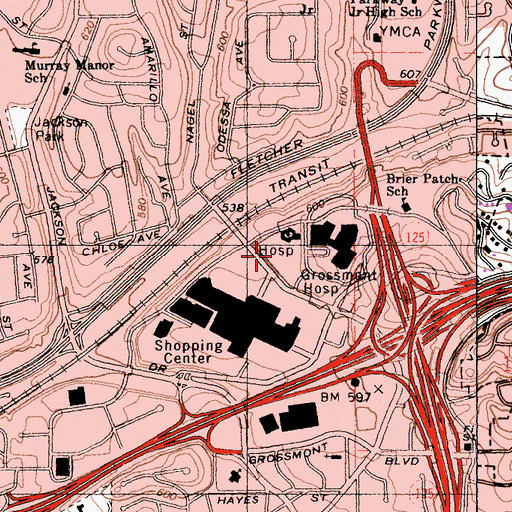 Topographic Map of Sharp Rees - Stealy Medical Center La Mesa, CA
