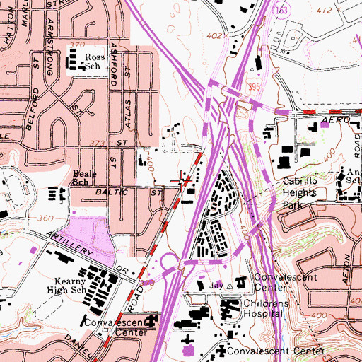 Topographic Map of Sharp Vista Pacifica Hospital, CA
