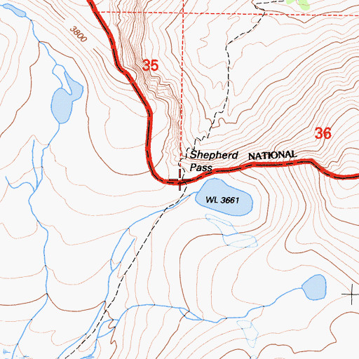 Topographic Map of Shepherd Pass, CA