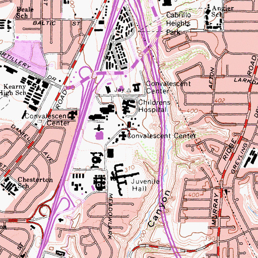 Topographic Map of Rady Children's Hospital San Diego, CA