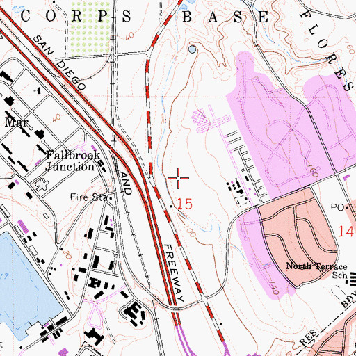 Topographic Map of Naval Hospital Camp Pendleton, CA