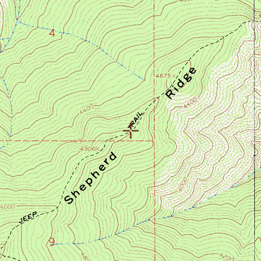 Topographic Map of Shepherd Ridge, CA