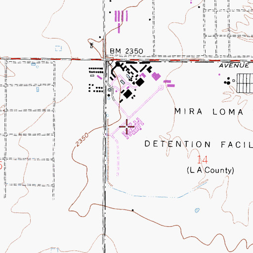Topographic Map of Los Angeles County - High Desert Hospital, CA
