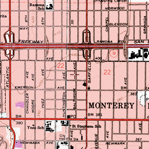 Topographic Map of Garfield Medical Center, CA