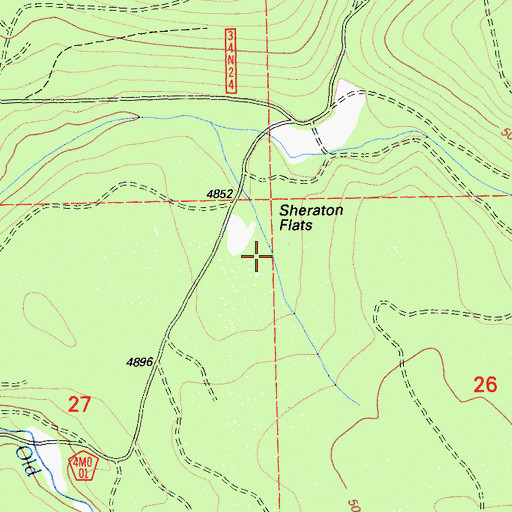 Topographic Map of Sheraton Flats, CA