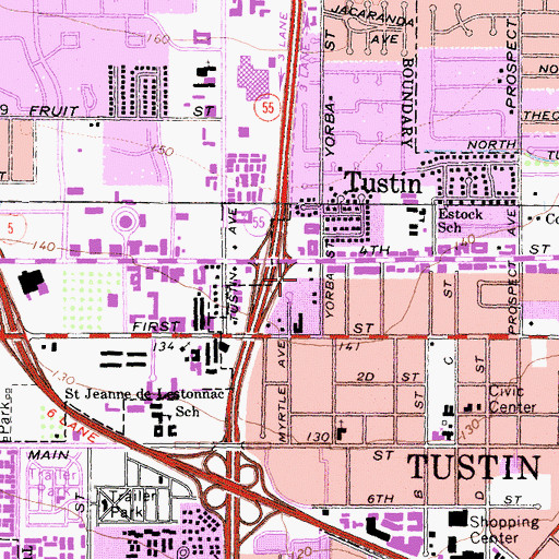 Topographic Map of HealthSouth Tustin Rehabilitation Hospital, CA