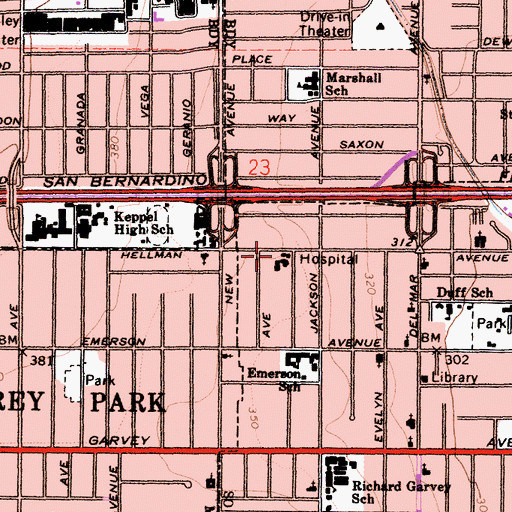 Topographic Map of City of Angels Medical Center Ingleside Campus, CA