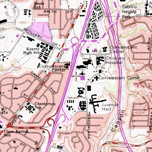 Topographic Map of Sharp Memorial Rehabilitation Center, CA